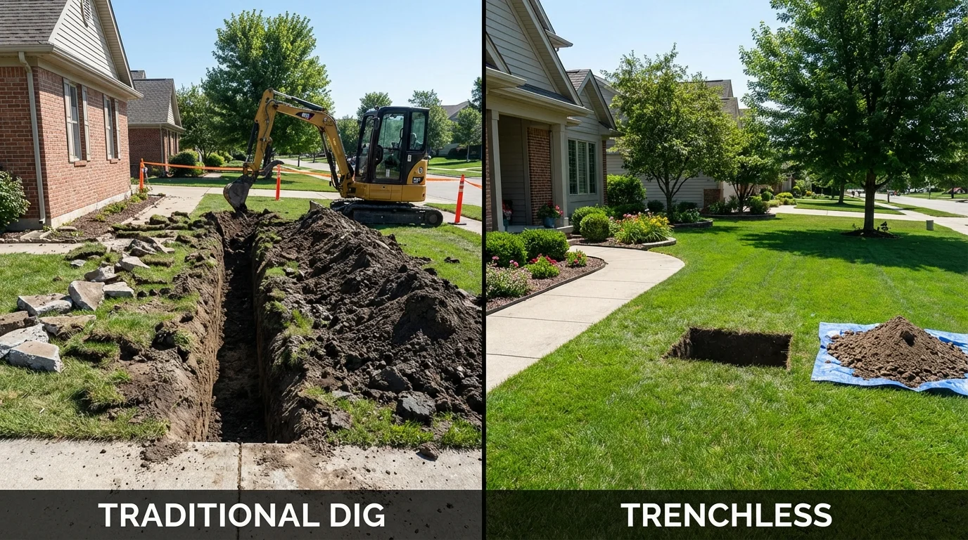 Trenchless sewer repair with minimal yard damage versus traditional excavation in Palmetto, FL